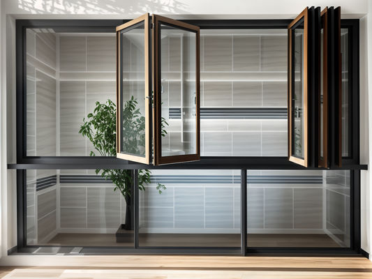 Op maat gemaakt vuurbestendig vouwglas Venster aluminium legering 5 mm dikte